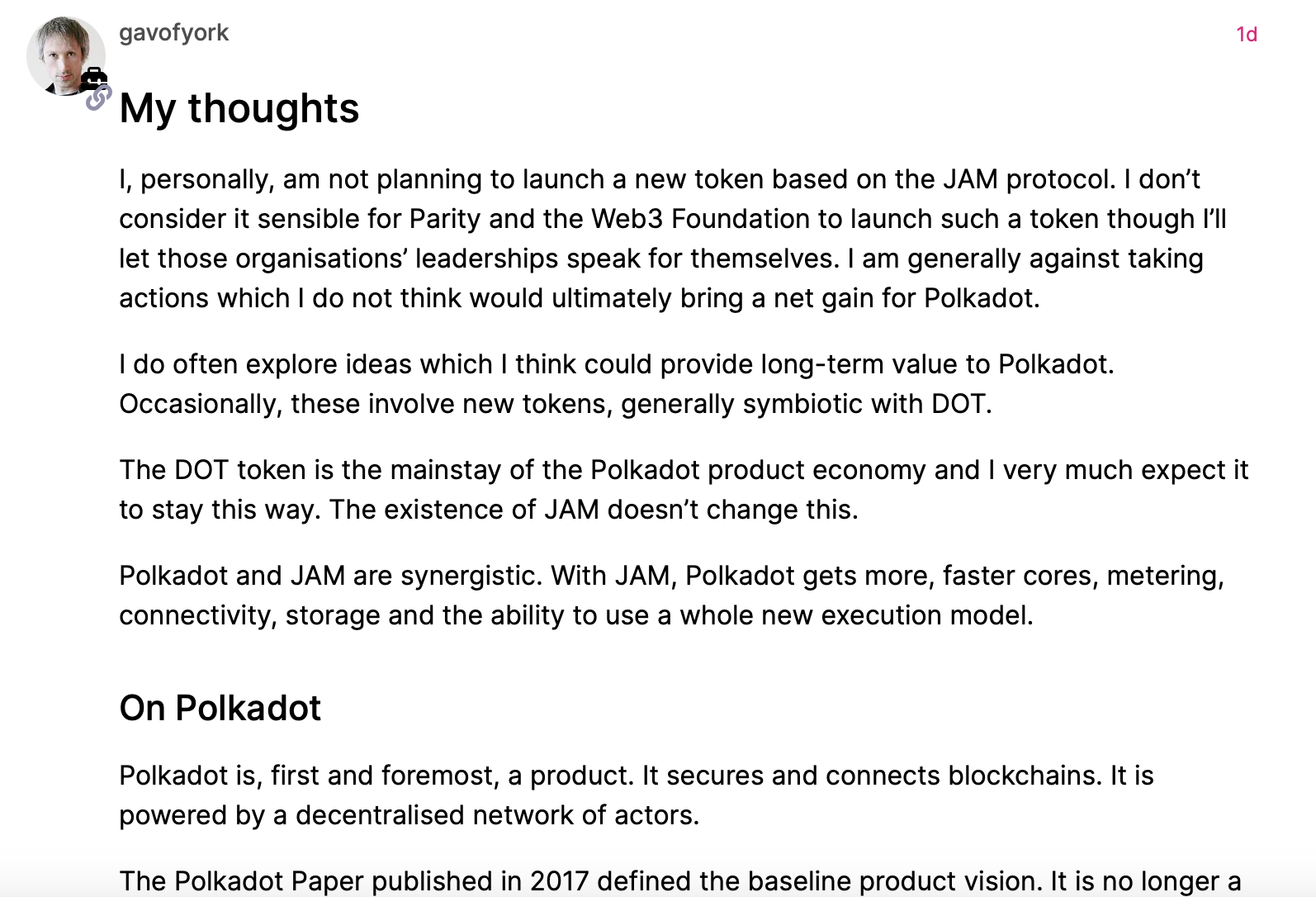 Polkadot 創設者のギャビン ウッド氏は、JAM プロトコルは新しいトークンを発行しないことを認めた